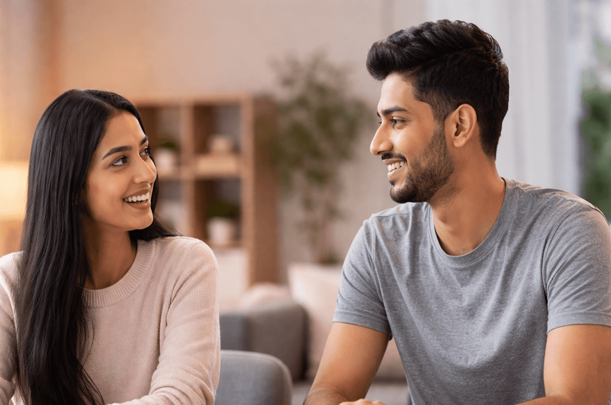 Happy couple conversation